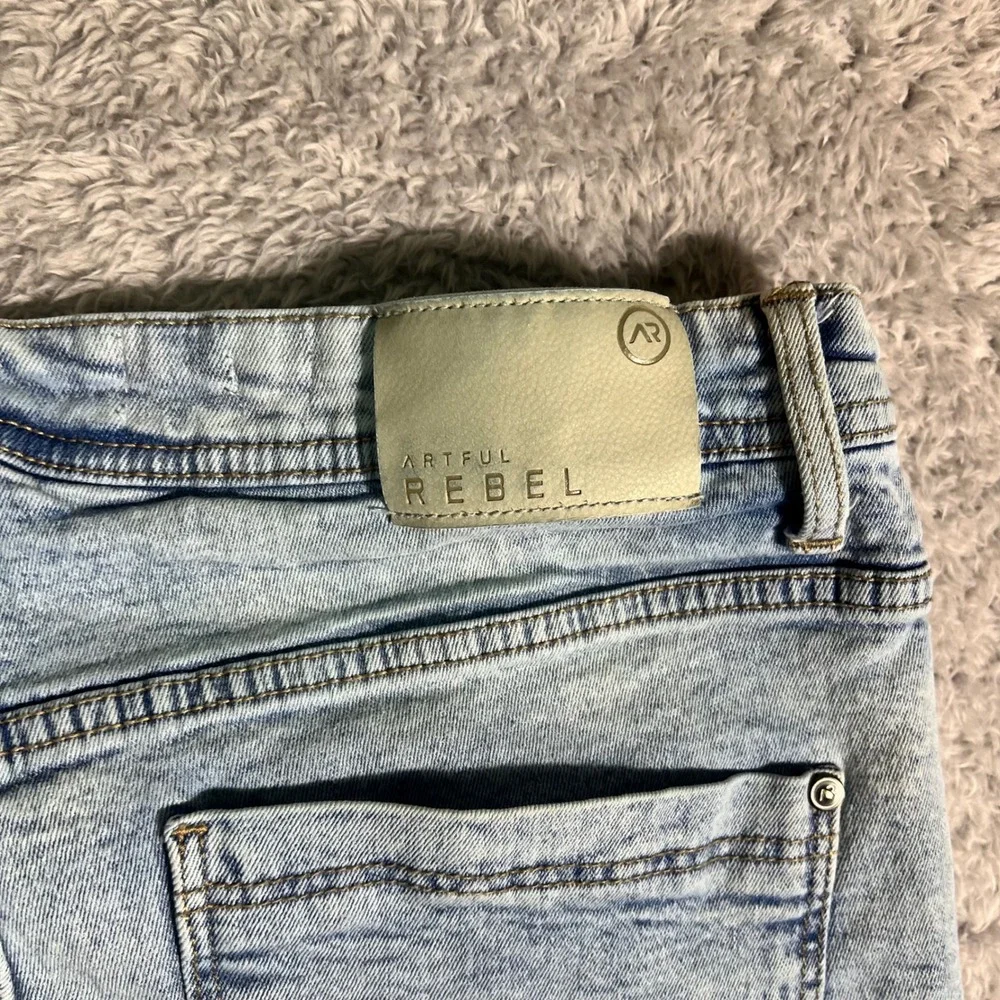 Artful Rebel Mens Light Acid Wash Straight Leg Jeans 32x30 Blue Denim